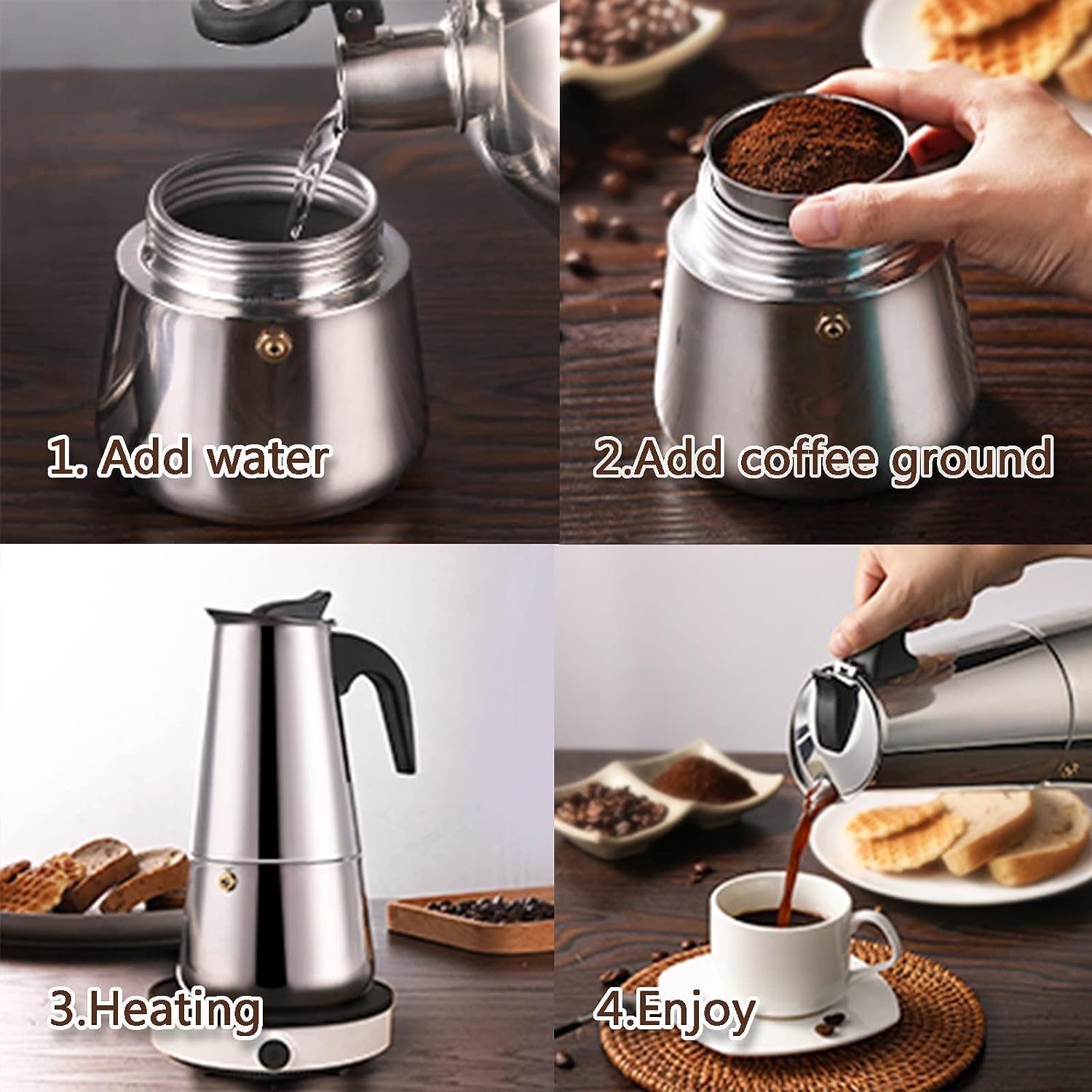 4/6/9 Cups Moka Pot Caffe Mach - огляд і ціна Coffee Equipment Wholesale